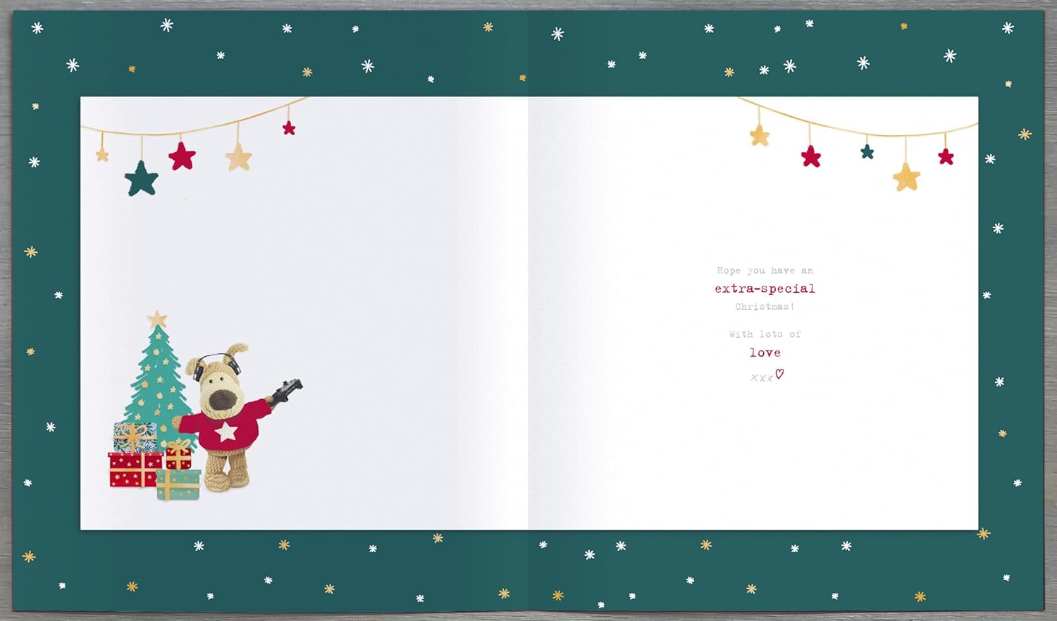 Cute UK Greetings Boofle Christmas greeting card with a festive design, perfect for sending warm wishes to a grandson.
