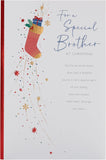 UK Greetings Christmas card for brother with sentimental design, featuring festive holiday imagery and heartfelt message.
