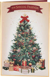 UK Greetings Christmas greeting card for friends featuring a stunning Christmas tree design with festive holiday imagery.