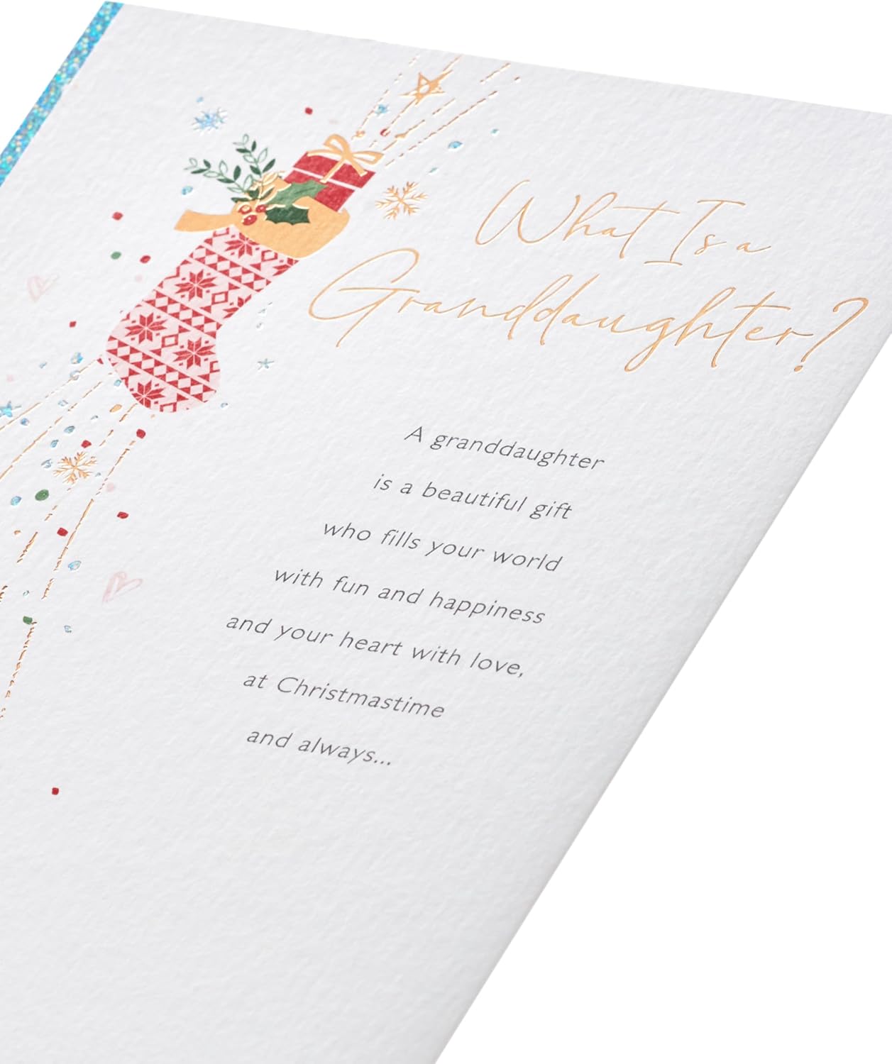 UK Greetings Christmas greeting card for granddaughter featuring a special festive design with colorful holiday illustrations.