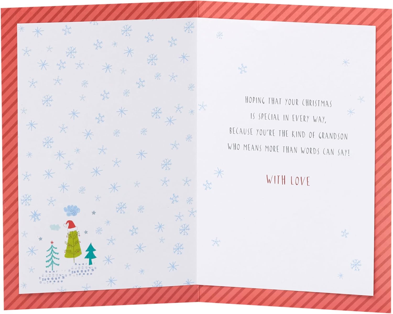 UK Greetings Christmas greeting card for grandson featuring a festive pattern design and cheerful holiday imagery.