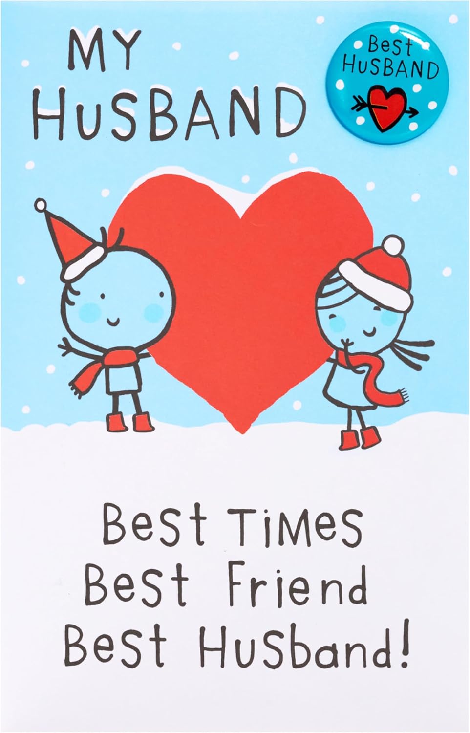 UK Greetings Christmas greeting card for husband featuring a "Best Husband" badge design, with festive holiday imagery.