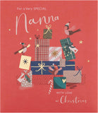 UK Greetings Christmas greeting card for Nanna featuring a festive design with presents, perfect for holiday wishes.