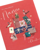 UK Greetings Christmas greeting card for Nanna featuring presents and festive design, perfect for holiday wishes.
