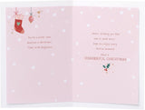 UK Greetings Christmas card for sister featuring hanging ornaments design, with festive holiday imagery.