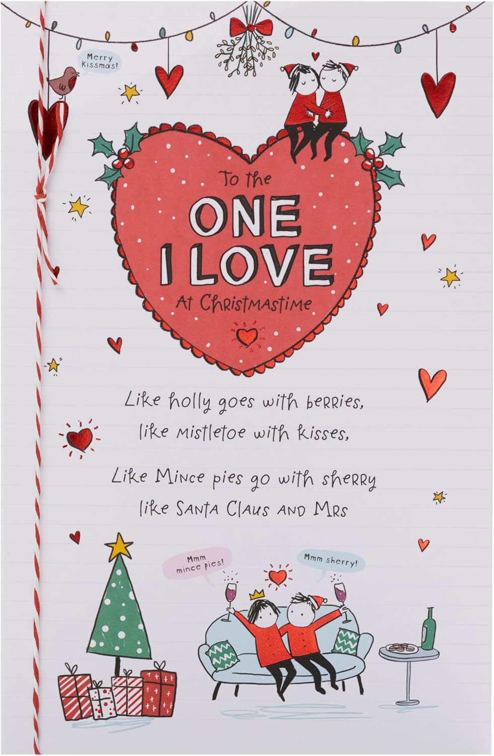 UK Greetings Christmas greeting card for the one I love featuring a sketch design, perfect for holiday heartfelt messages.