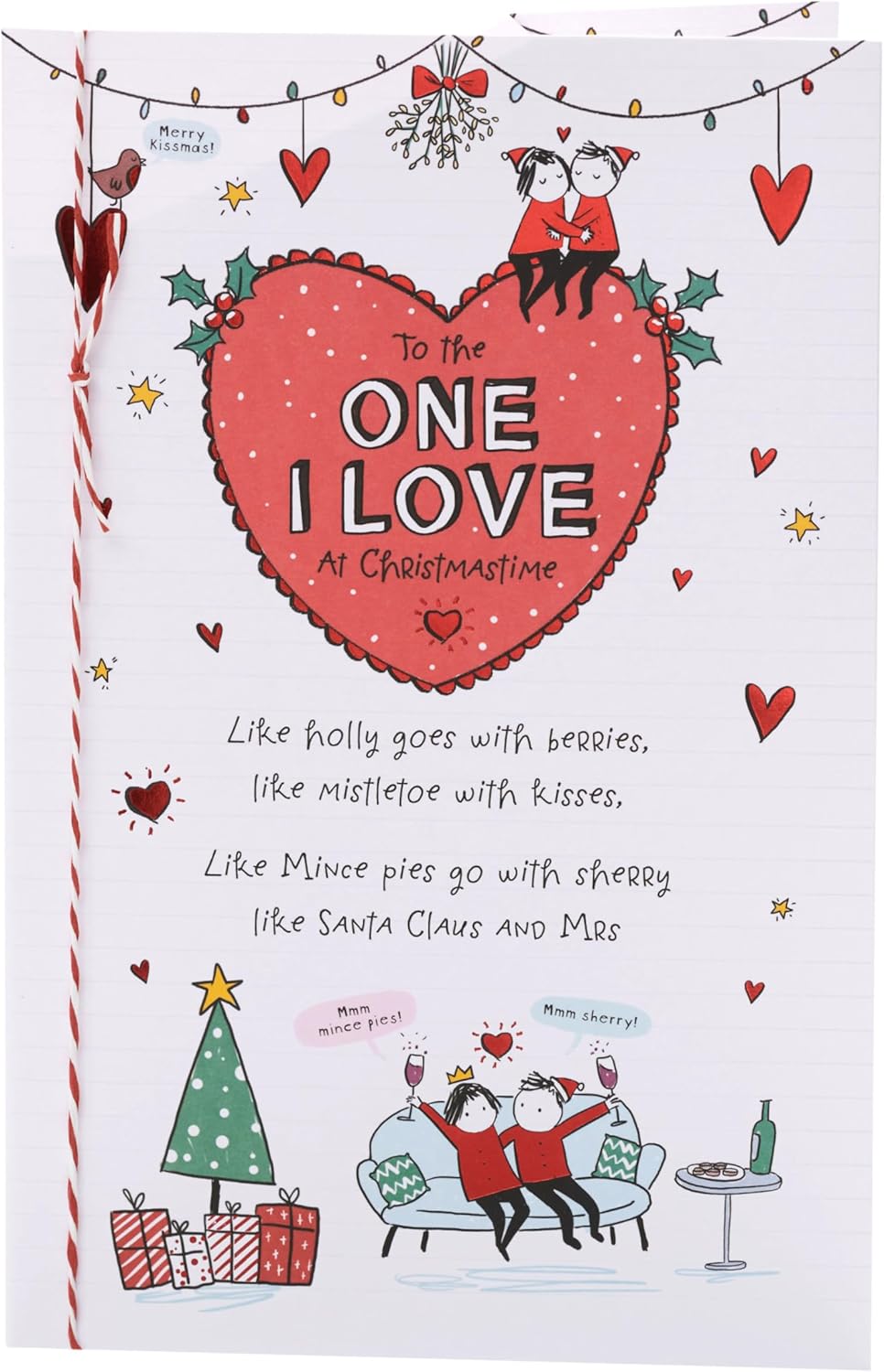 UK Greetings Christmas card for the one I love featuring a charming sketch design, perfect for sending heartfelt holiday wishes.