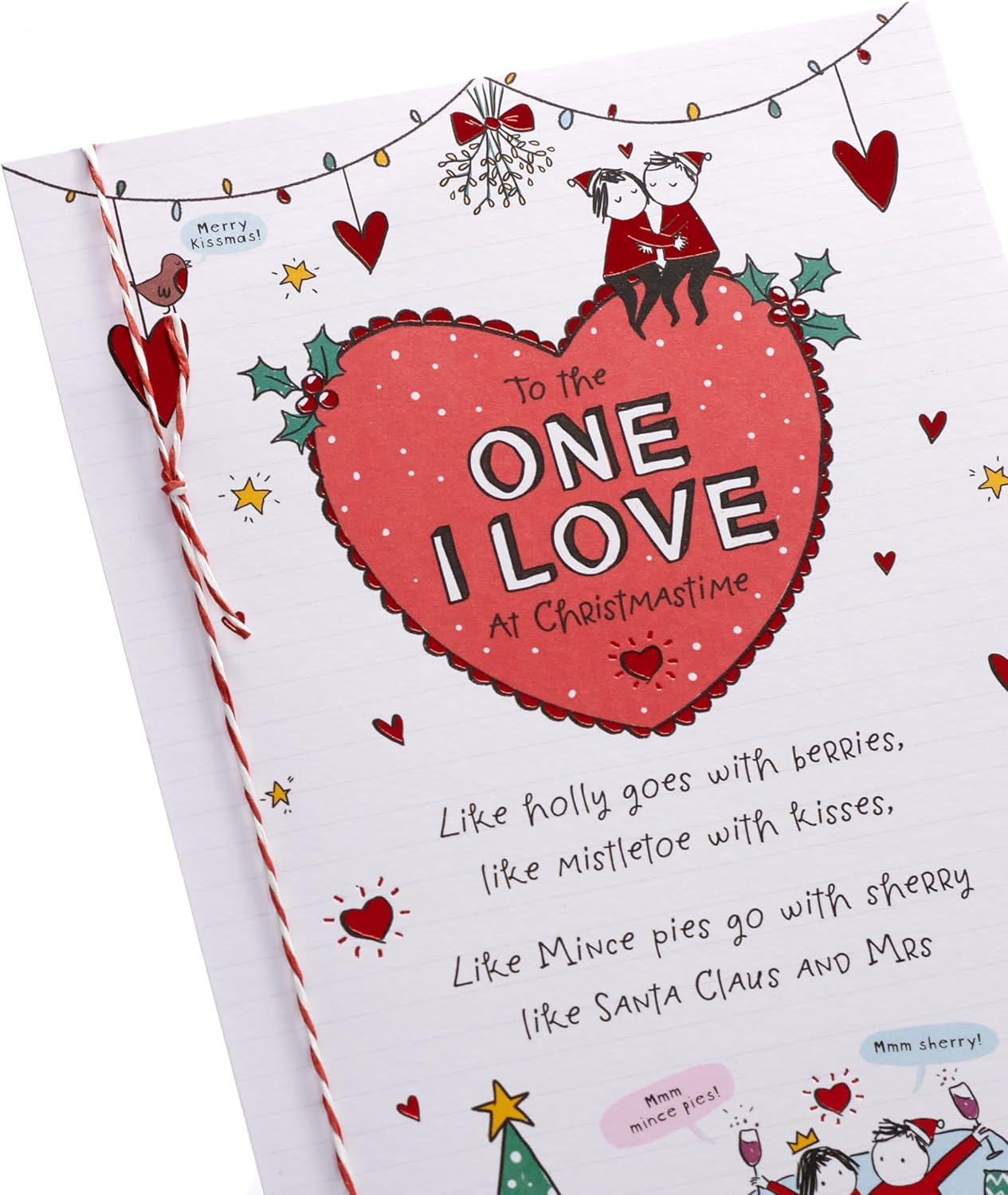 UK Greetings Christmas card for the one I love featuring a charming sketch design, ideal for sending holiday heartfelt messages.