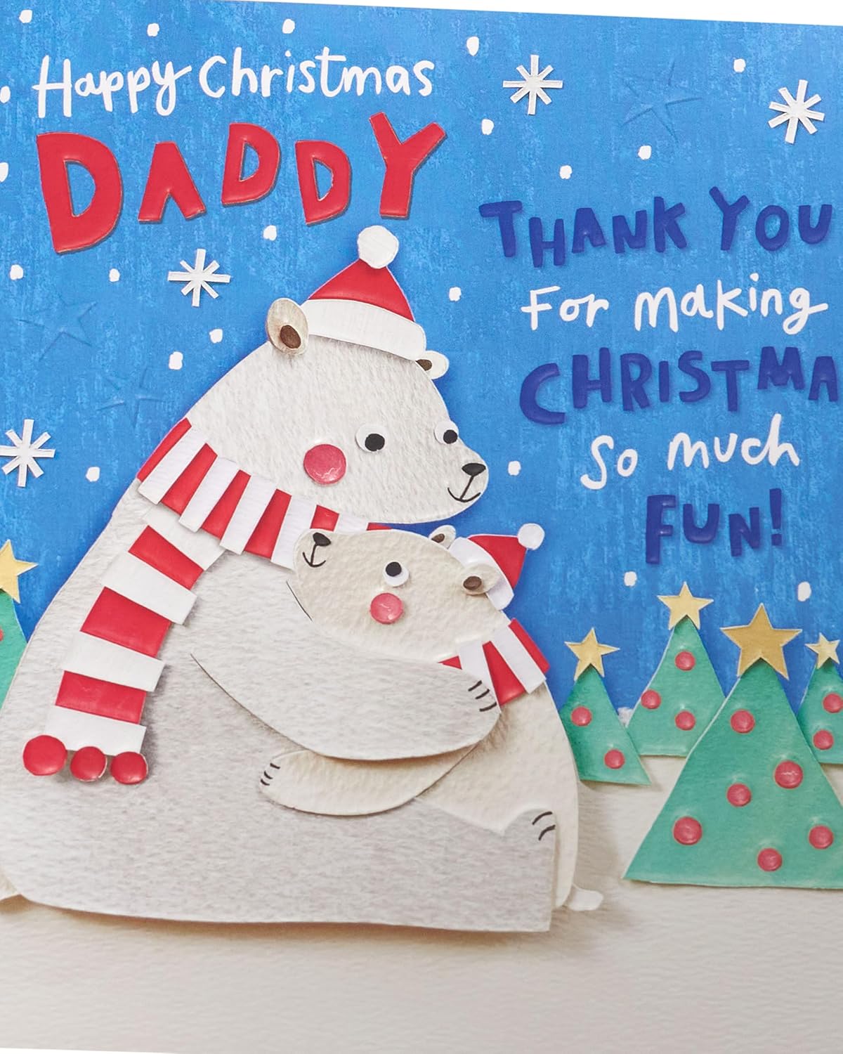 UK Greetings Christmas greeting card for Daddy featuring cute polar bears and festive holiday design.