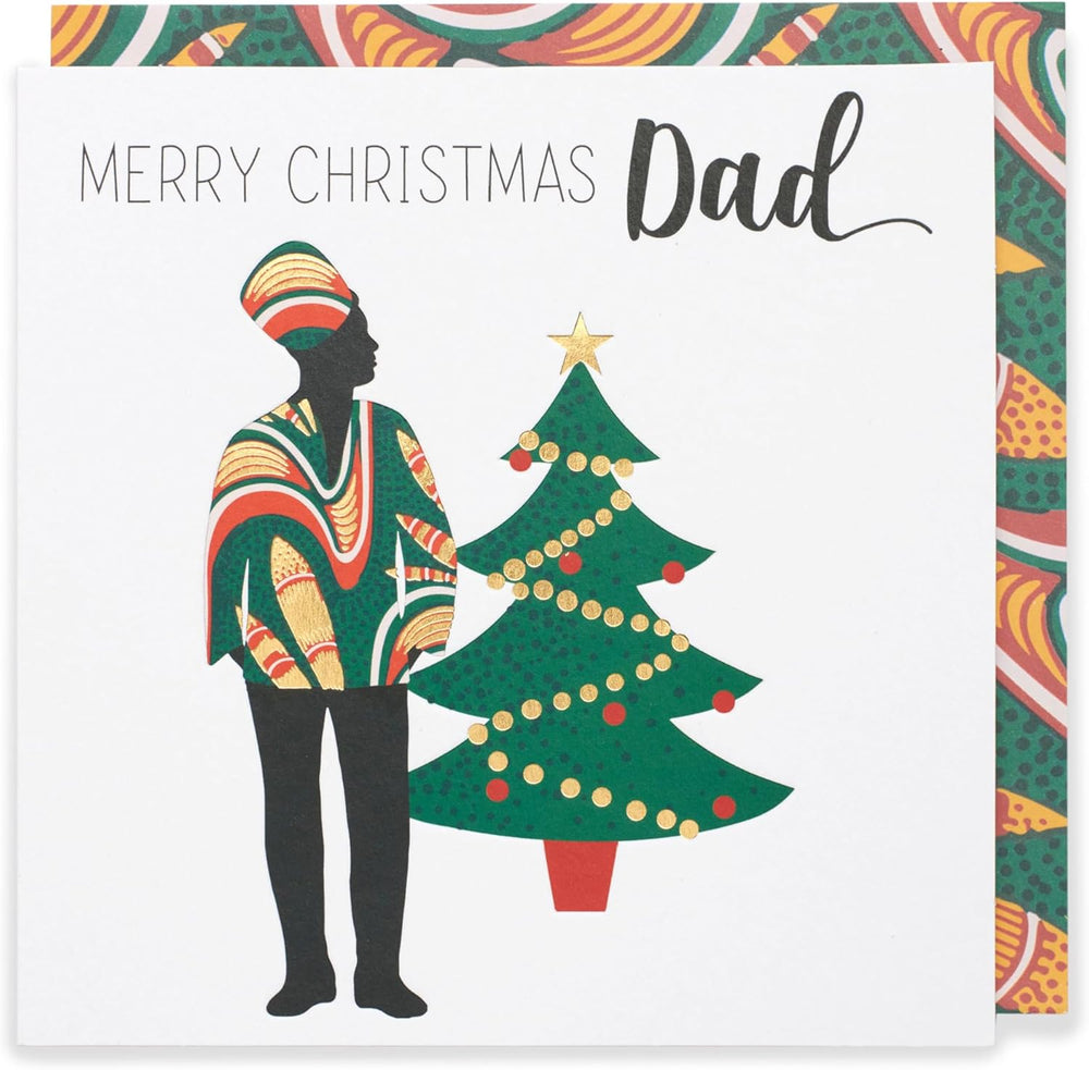 UK Greetings Kindred X Afrotouch Dad Christmas Card featuring festive design and heartfelt holiday message.