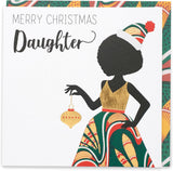 UK Greetings Kindred X Afrotouch Daughter Christmas Card featuring festive design and heartfelt holiday message.