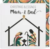 UK Greetings Kindred X Afrotouch Christmas greeting card featuring a festive design for Mum and Dad.