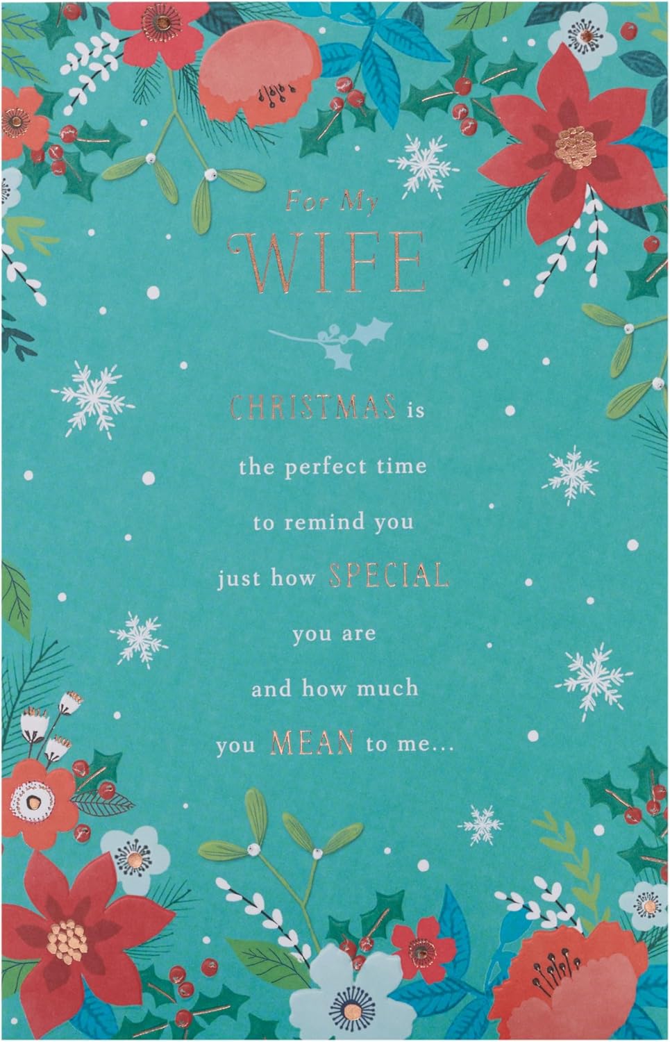 UK Greetings wife Christmas card featuring a heartfelt festive design, perfect for sending holiday cheer to loved ones.