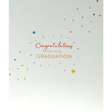 UK Greetings graduation celebration congratulations card with colorful design and "Well Done" message for graduates.