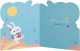 UK Greetings cute bunny first day at school card featuring an adorable cartoon bunny design perfect for school celebrations.