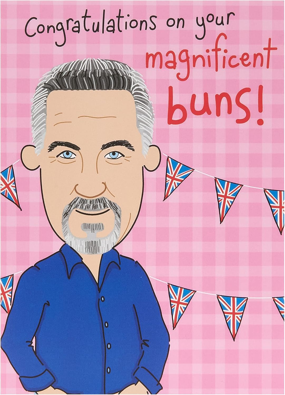 UK Greetings Paul Hollywood birthday card featuring a festive design with bakery-themed illustrations and cheerful message.