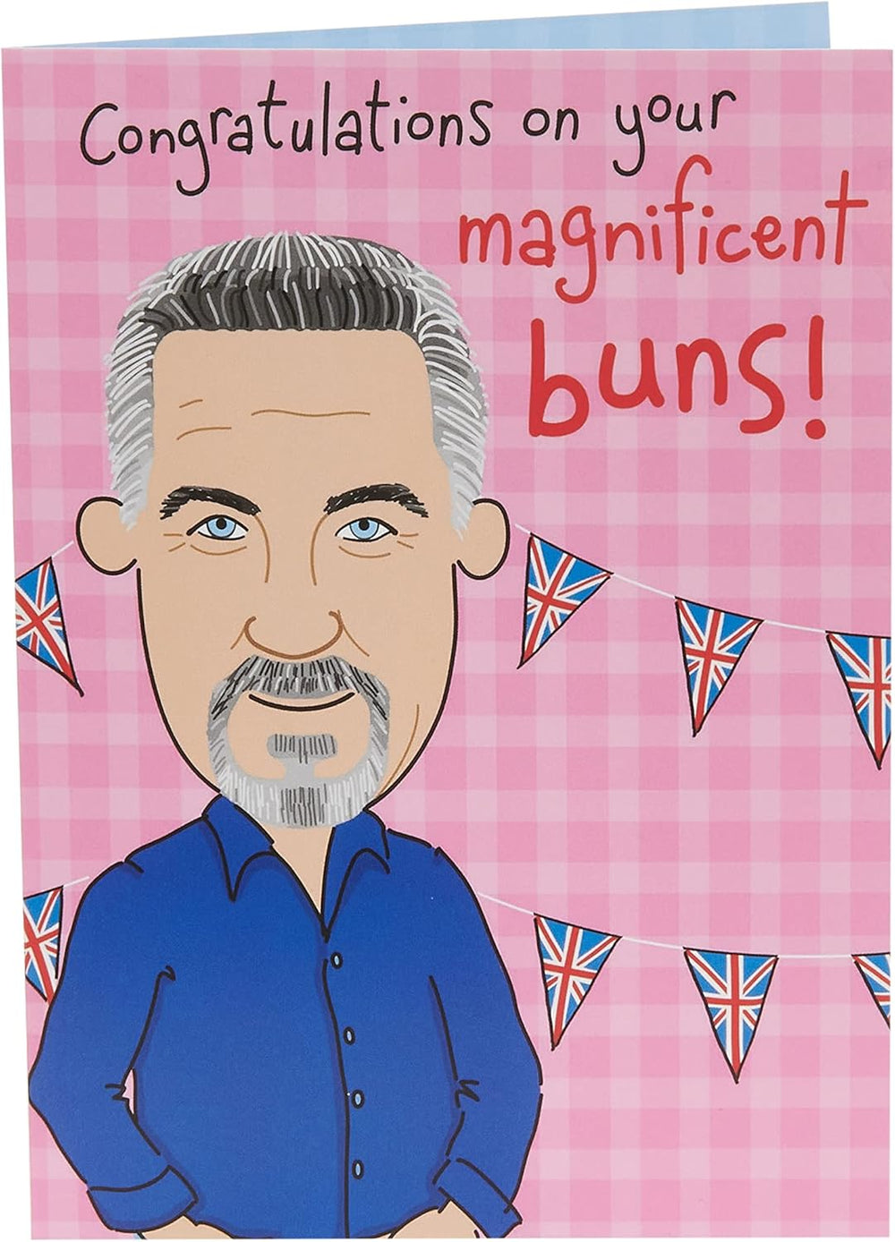 UK Greetings Paul Hollywood birthday card featuring a colorful, festive design with baking-themed illustrations and cheerful message.