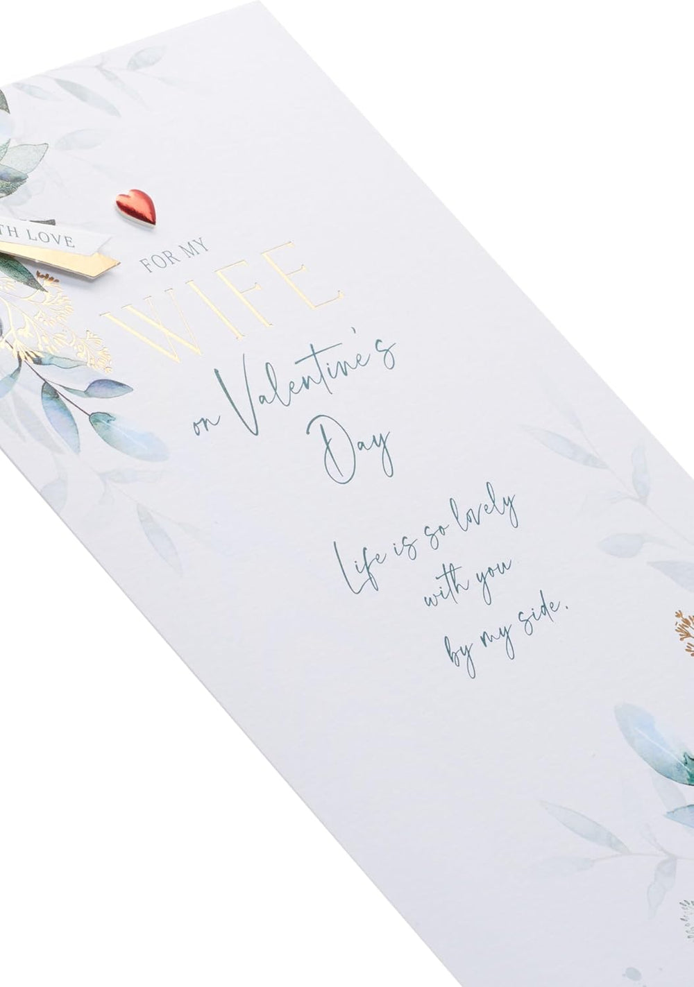 UK Greetings Valentine's Day card for wife featuring a beautiful leaves design, ideal for expressing love on special occasions.