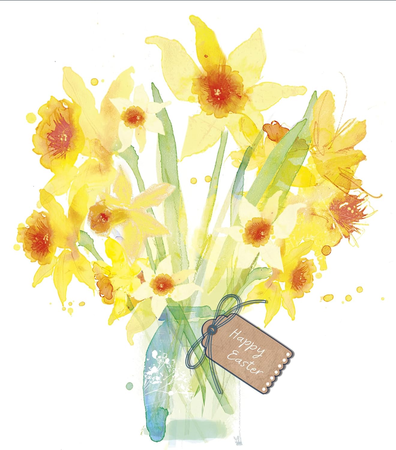 UK Greetings Easter card featuring artistic daffodils with embellishments, perfect for spring holiday Easter greetings.