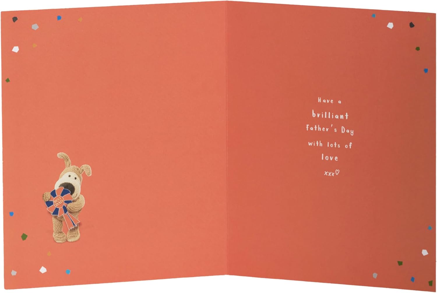 UK Greetings Boofle Father's Day Card featuring colorful illustration of Boofle with heartfelt message
