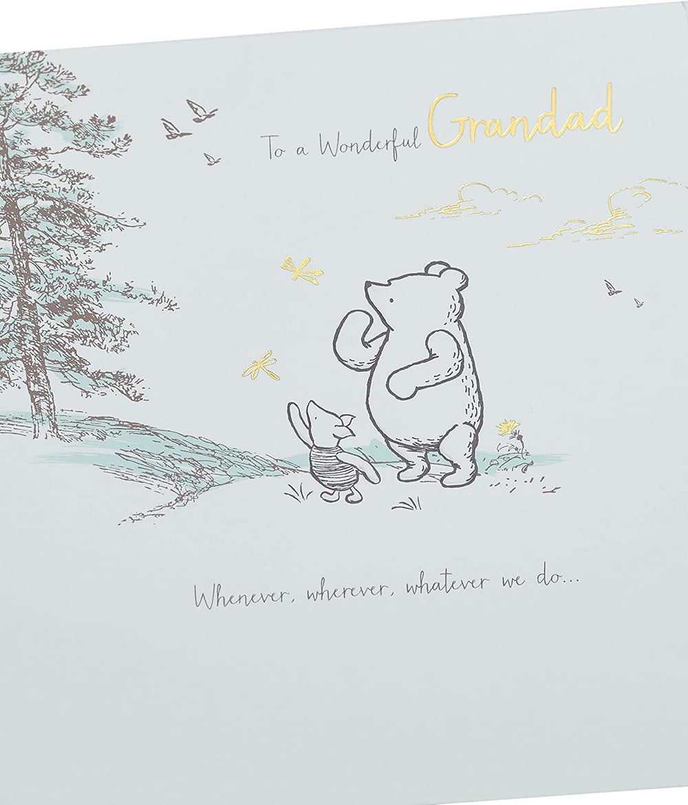 Disney Winnie the Pooh Grandad Father's Day Card by UK Greetings featuring Winnie the Pooh illustration and heartfelt message inside.