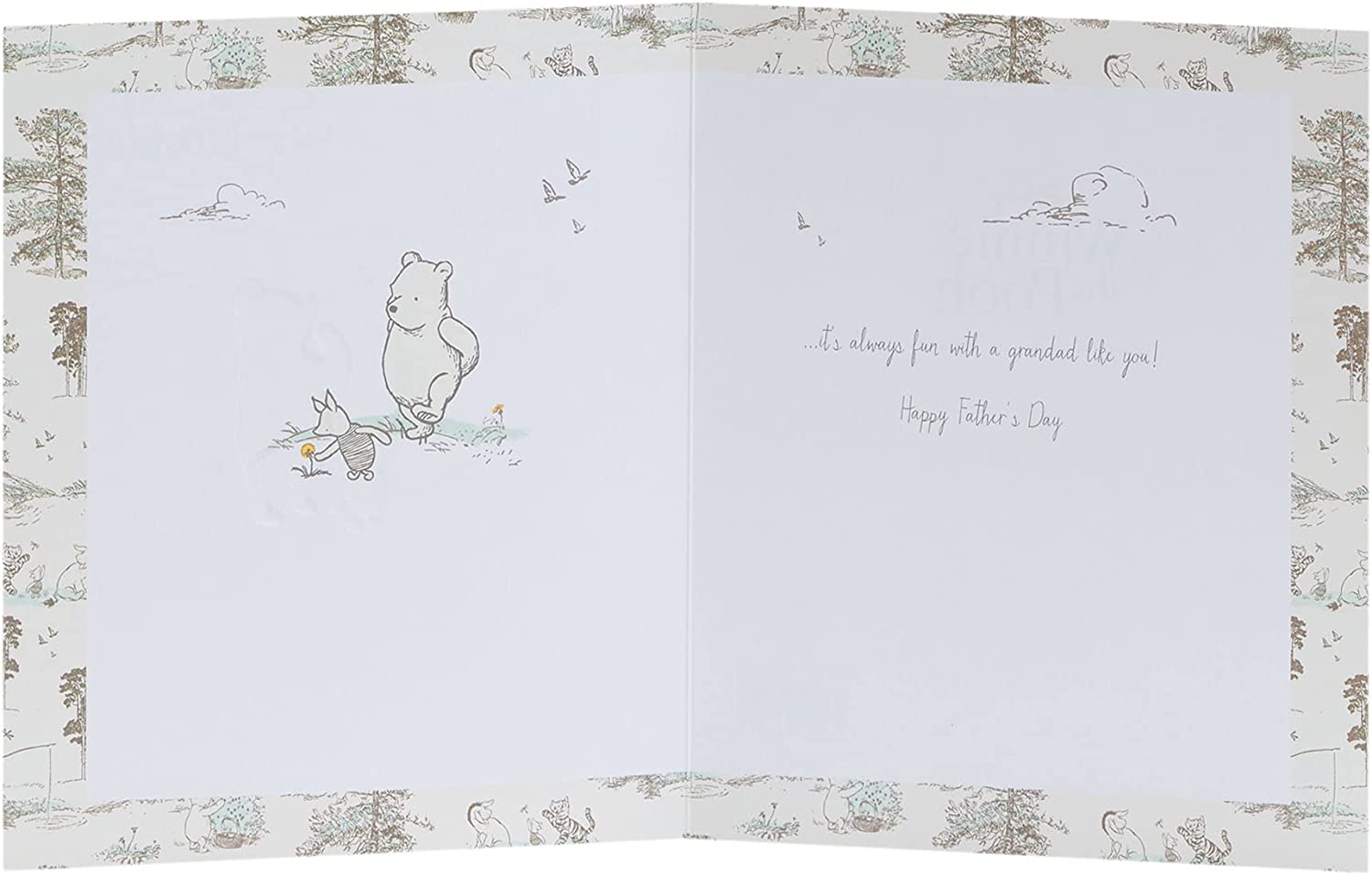 UK Greetings Disney Winnie the Pooh Grandad Father's Day Card featuring Winnie the Pooh and heartfelt message.