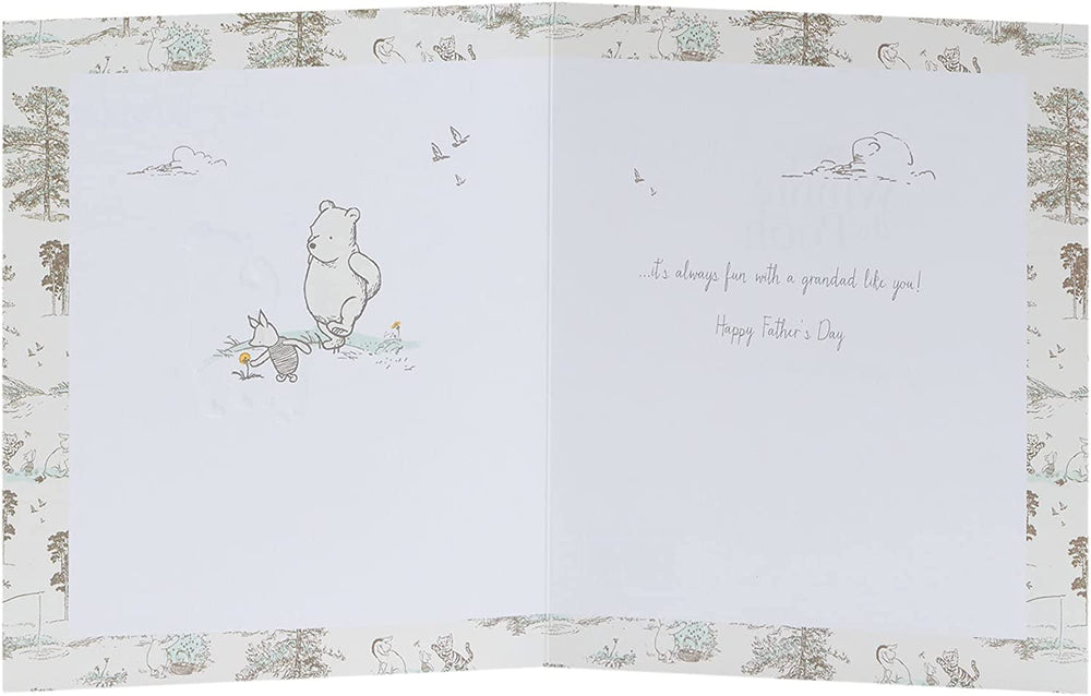 UK Greetings Disney Winnie the Pooh Grandad Father's Day Card featuring Winnie the Pooh and heartfelt message.