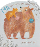 UK Greetings Father's Day Card for Dad from Daughter featuring a cute bear design with an envelope, perfect for celebrating dad.