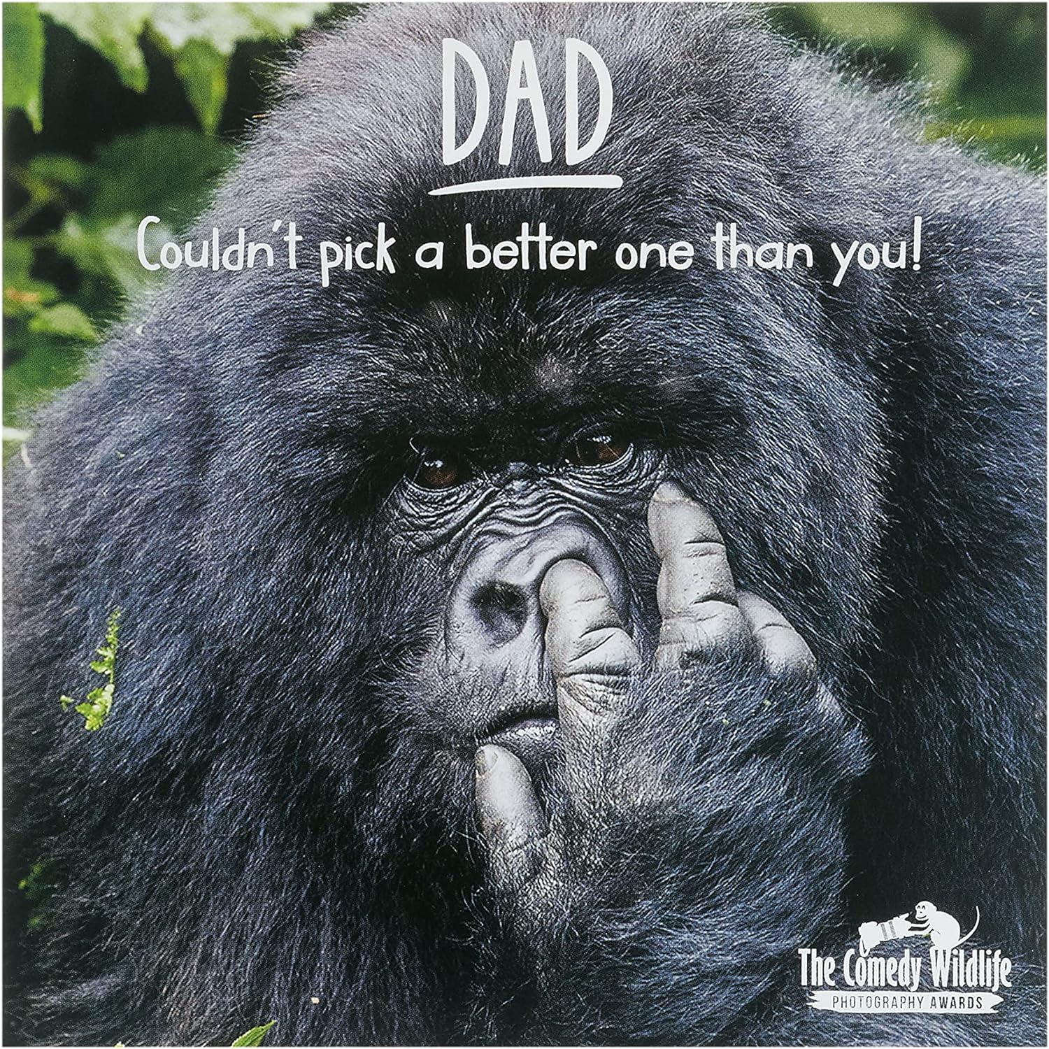 Funny gorilla design Father's Day card from UK Greetings for Dad, includes envelope, suitable for celebrating Father's Day.
