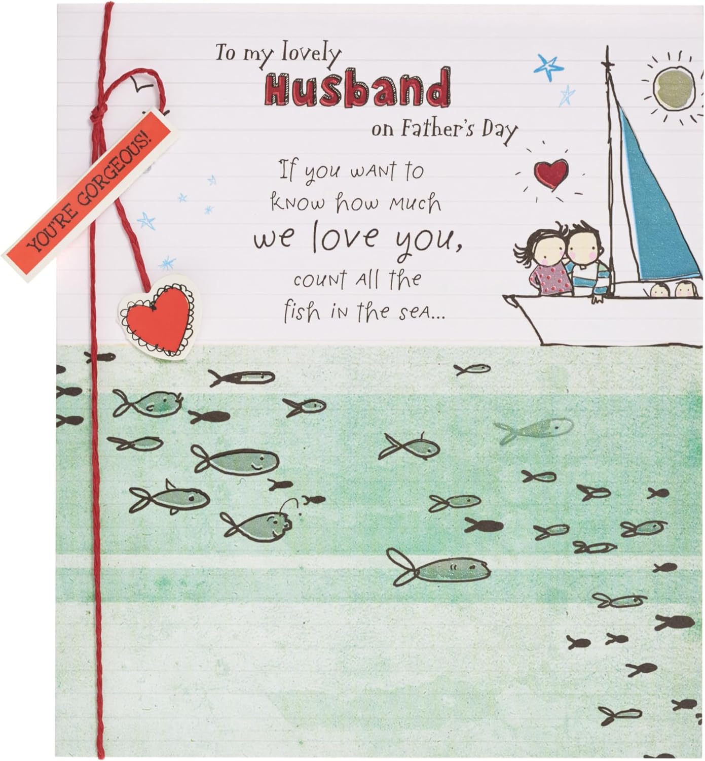 UK Greetings Father's Day Card for Husband featuring a sweet design, showcasing a colorful, heartfelt message on the front.