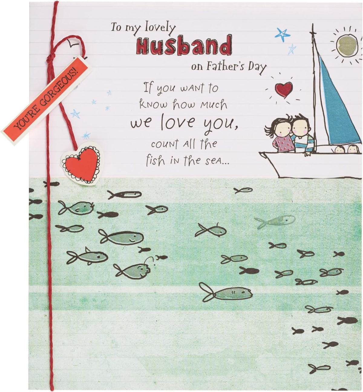 UK Greetings Father's Day Card for Husband featuring a sweet design, showcasing a colorful, heartfelt message on the front.