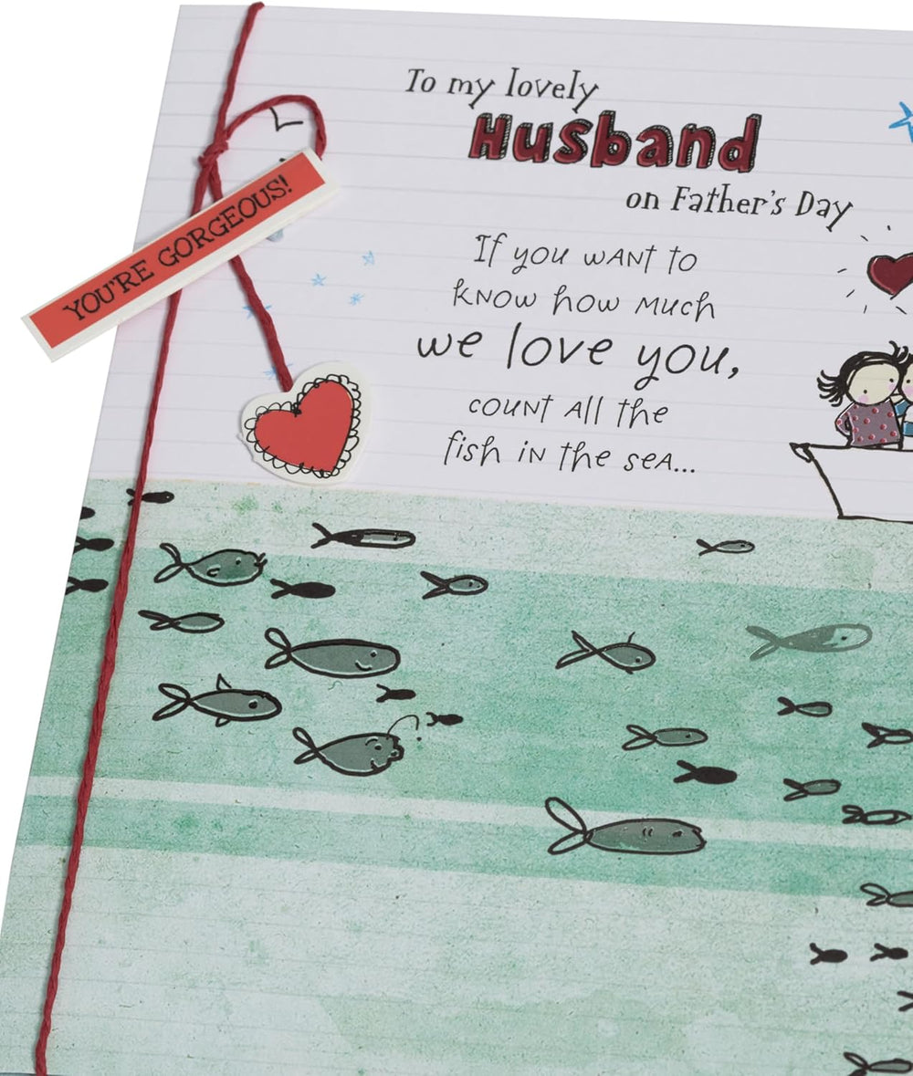 UK Greetings Father's Day Card for Husband featuring a sweet design, showcasing a heartfelt message on the front.