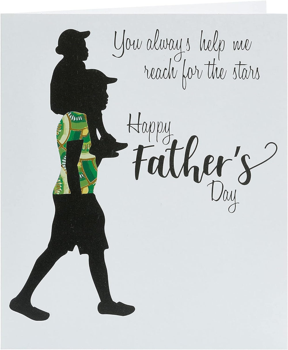 UK Greetings Father's Day Card featuring Kindred X Afrotouch design with stars and heartfelt message for dads.