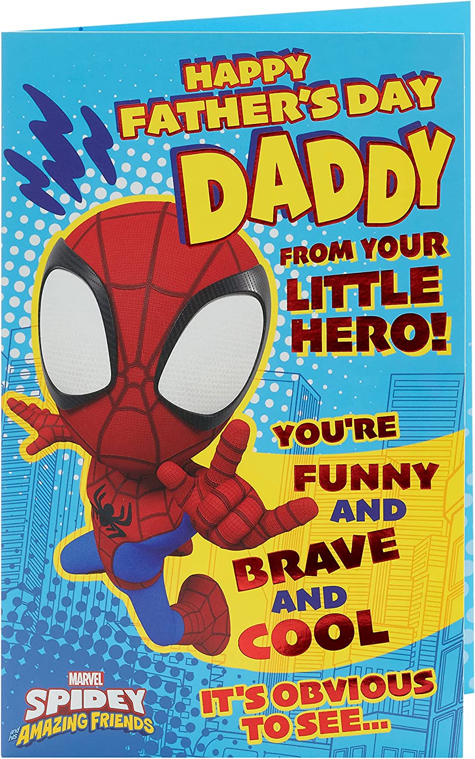 UK Greetings Marvel Spider-Man Father's Day Card from Son, featuring Spider-Man design and heartfelt message for Dad.