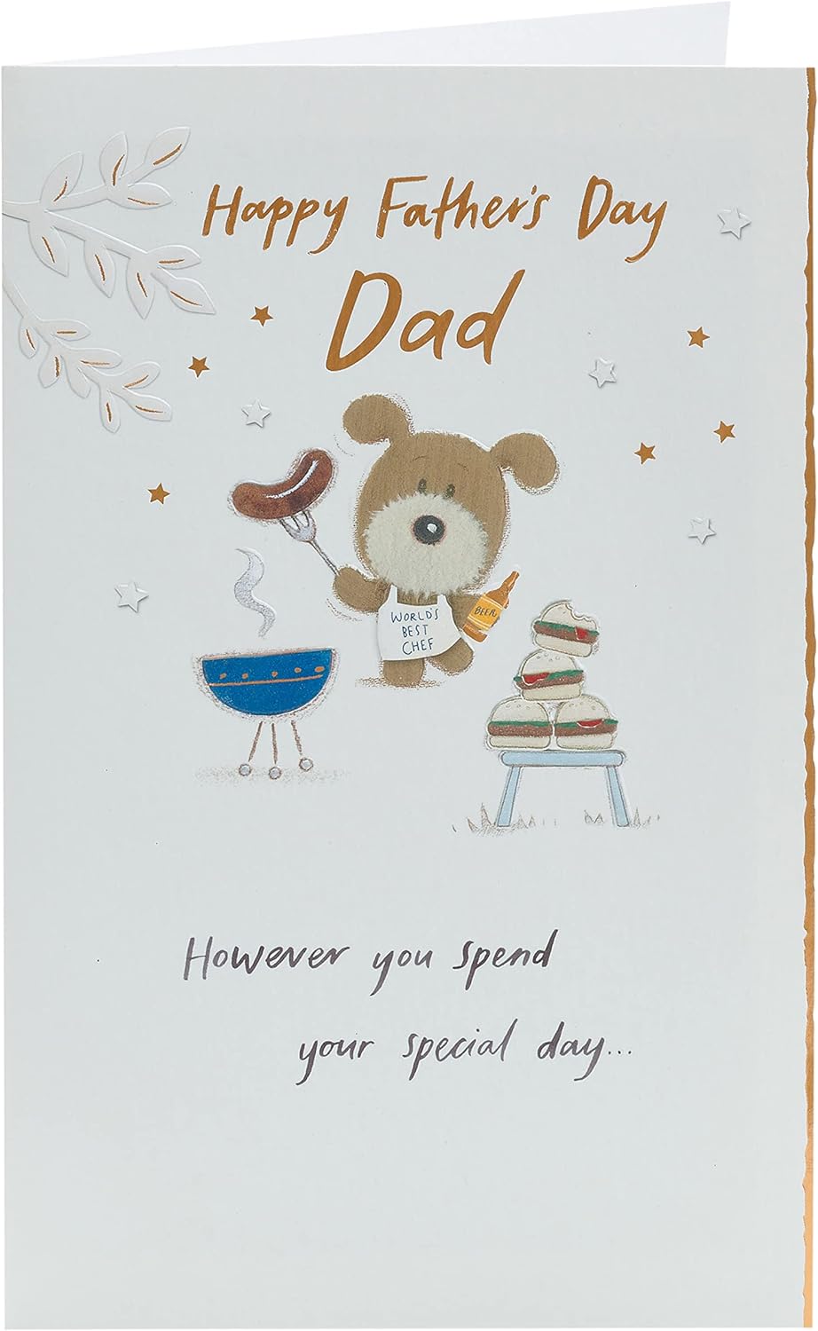 UK Greetings Father's Day card featuring a sweet barbeque design, perfect for celebrating dads on Father's Day.