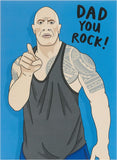 UK Greetings The Rock Father's Day Card for Dad showing a colorful design with bold text, perfect for celebrating Father’s Day.