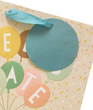 UK Greetings Boofle Celebrate medium gift bag featuring colorful Boofle character and festive design for special occasions.