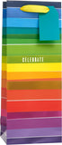 UK Greetings bottle gift bag for her with colorful rainbow design, featuring a stylish and festive gift packaging for women.