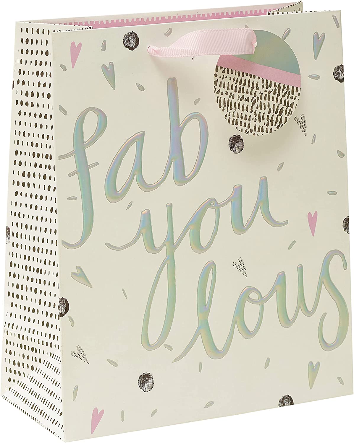UK Greetings Confetti Cocktail Range Fab You Lous medium gift bag with colorful confetti design for special occasions.
