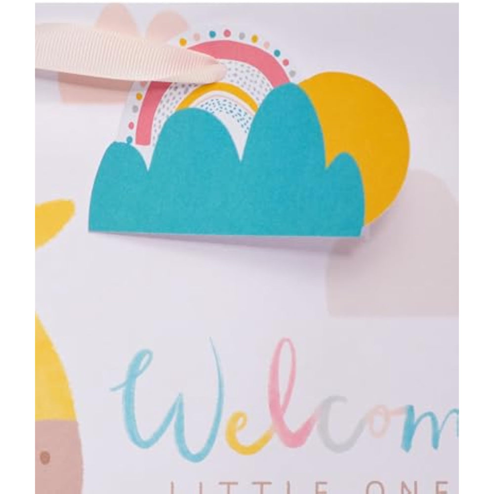 Large UK Greetings gift bag featuring a cute giraffe design, ideal for wrapping special presents.