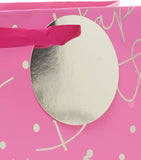 Large pink UK Greetings gift bag for female birthday celebrations, featuring cheerful birthday-themed design.