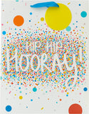 UK Greetings Hip Hip Hooray large gift bag with colorful confetti and celebratory design for special occasions.