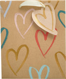 UK Greetings Kraft Hearts Design medium gift bag with heart pattern, perfect for special occasions and gift wrapping.