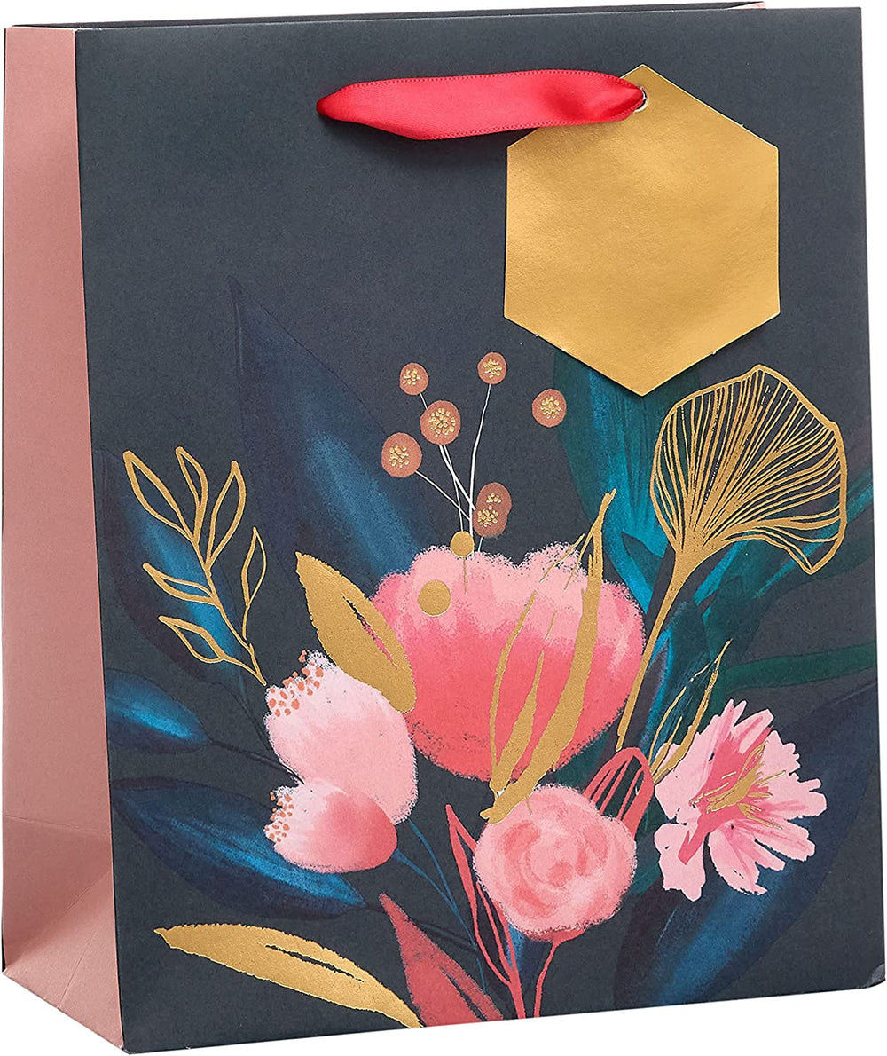 UK Greetings medium floral gift bag for women, featuring a colorful floral design, ideal for special occasions.