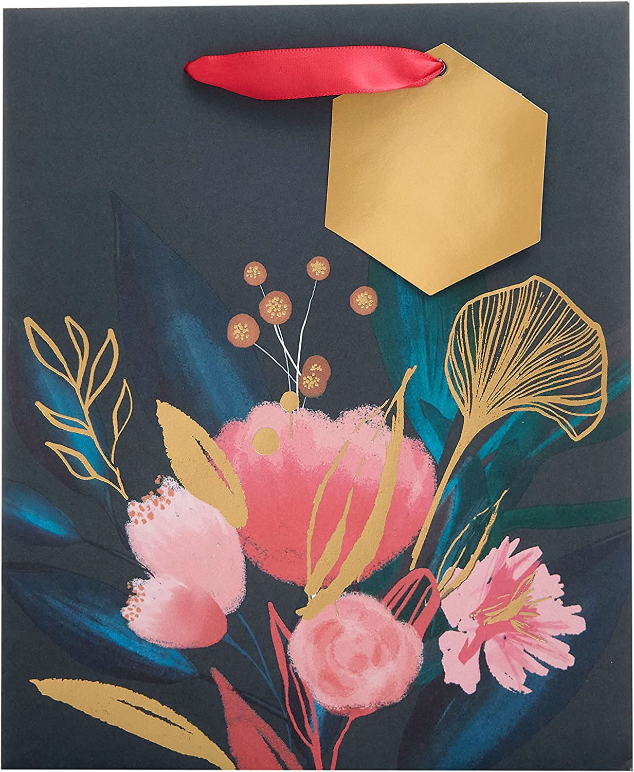 UK Greetings floral gift bag for her, medium size, featuring a colorful floral design, perfect for special occasions.