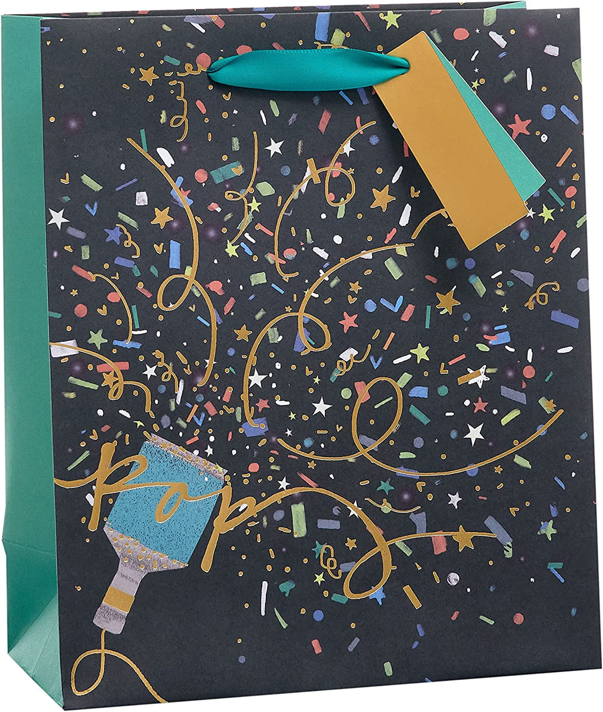 UK Greetings medium gift bag with party design for him, her, or friends, featuring colorful festive graphics for special occasions.