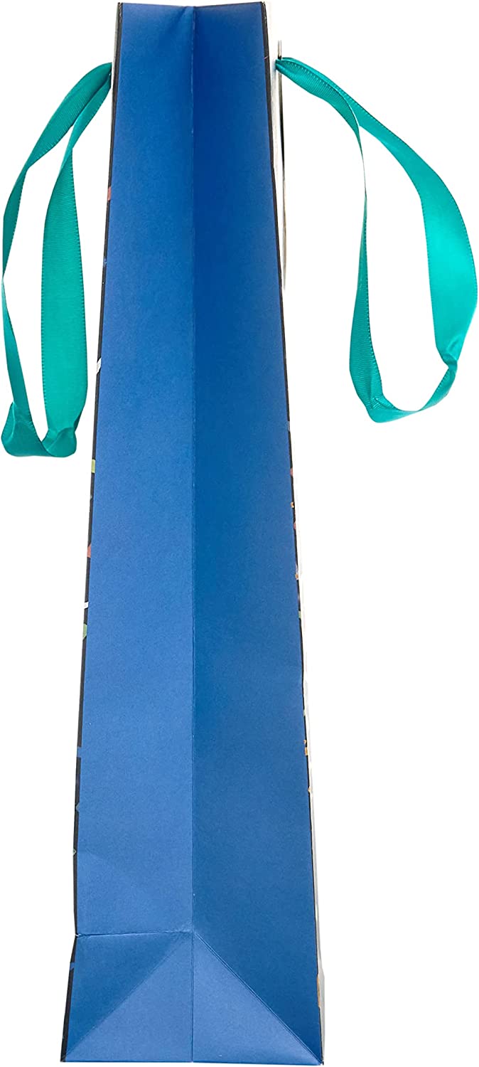 UK Greetings Party Popper design bottle gift bag for gifts, featuring colorful party popper graphics on a sturdy paper bag.