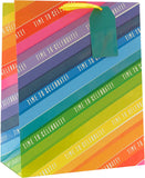Colorful large gift bag from UK Greetings with rainbow design, perfect for gift wrapping and celebrations.