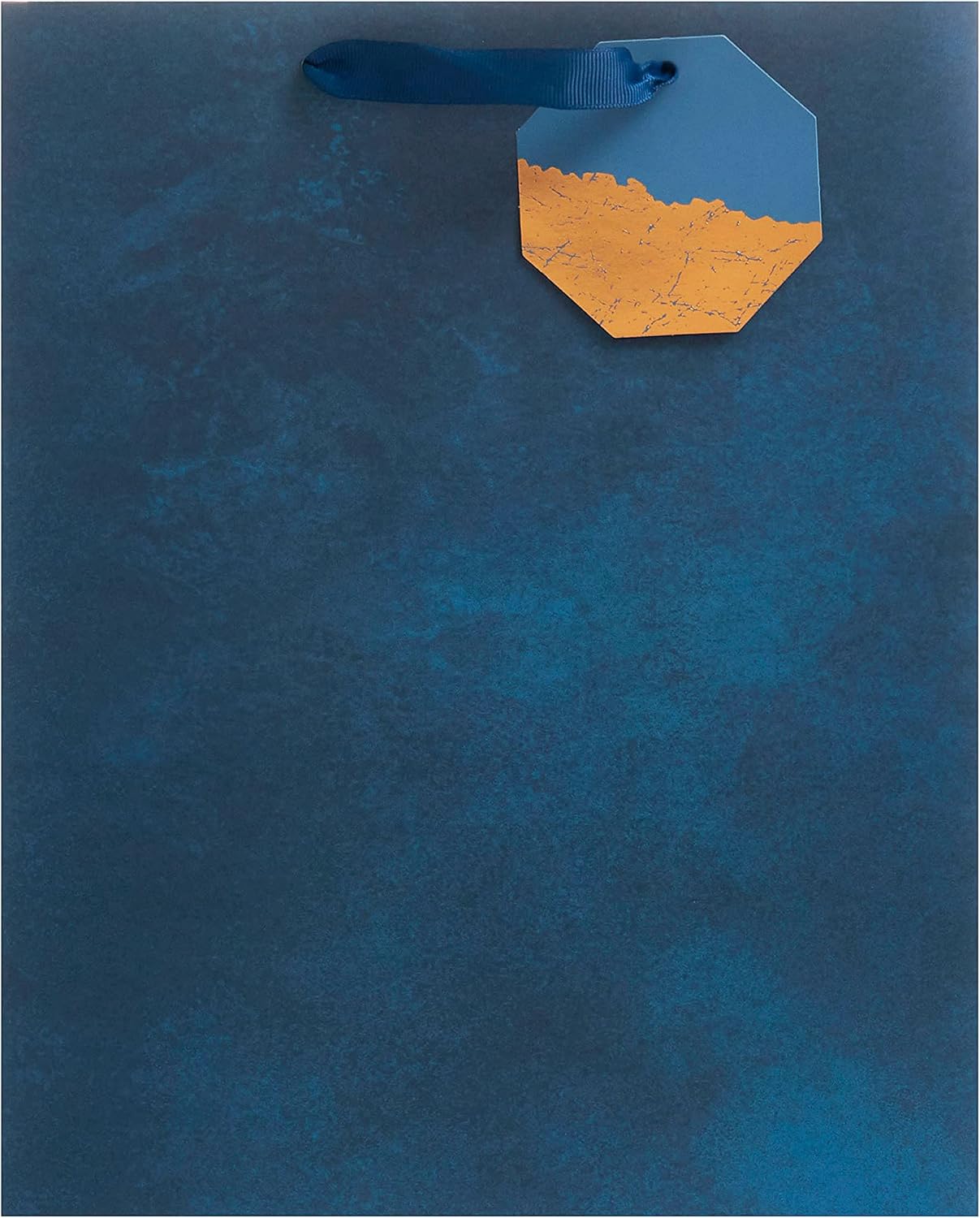 Blue design large gift bag by UK Greetings, featuring sturdy paper construction and decorative handles for gift packaging.