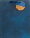 Blue design large gift bag by UK Greetings, featuring sturdy paper construction and decorative handles for gift packaging.
